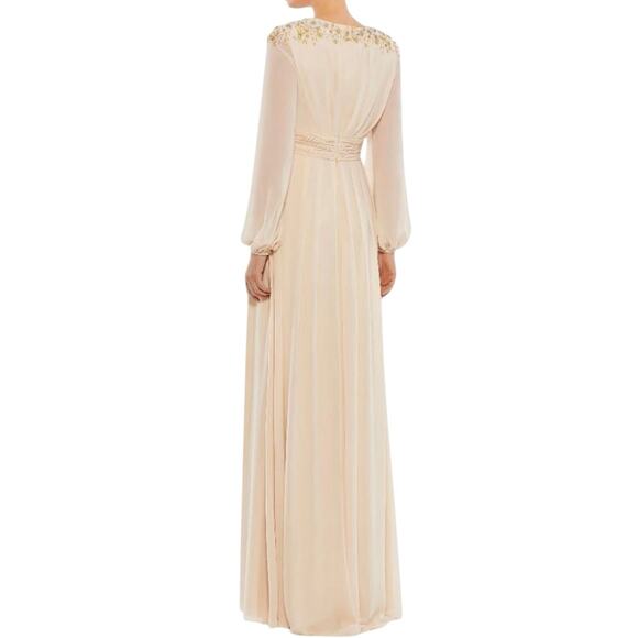 MAC DUGGAL 55694 Embellished Shoulder Blouson Sleeve Gown Sz 10 New w/ Tag $498 - Picture 3 of 10